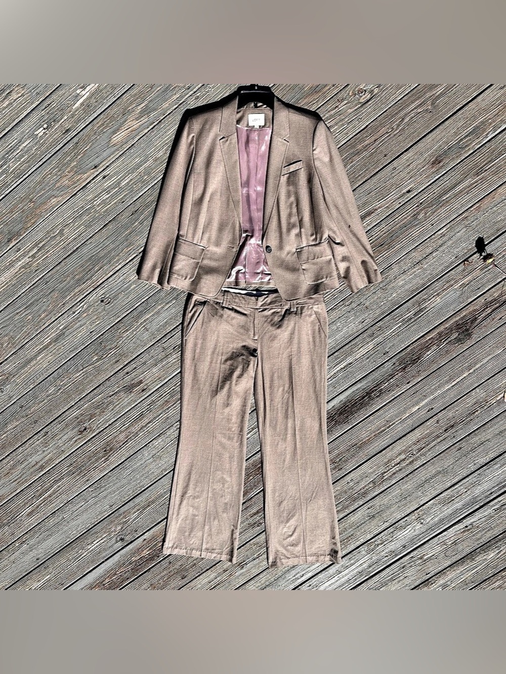 LOFT Marisa Taupe 2-Piece Blazer & Pantsuit Set Size 14T